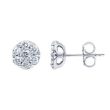 1 Carat Lab Grown Diamond Cluster Stud Earrings In Sterling Silver