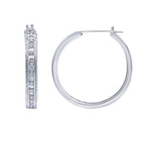 0.50 Carat Sterling Silver Lab Grown Single Row Diamond Hoop Earrings