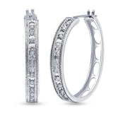 0.50 Carat Sterling Silver Lab Grown Single Row Diamond Hoop Earrings