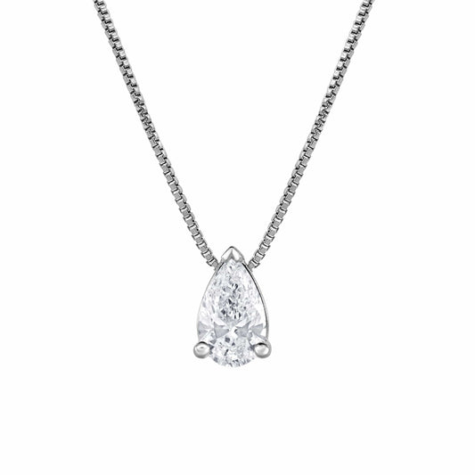 0.50 Carat Lab Grown Pear Solitaire Diamond Necklace