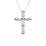 1 Carat Round Lab Grown Diamond Cross Pendant Necklace