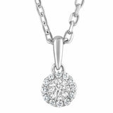 0.50 Carat Lab Grown Sterling Silver Diamond Halo Necklace And Earrings Set