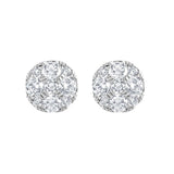 1 Carat Round Cut Lab Grown Diamond Cluster Stud Earrings In Sterling Silver