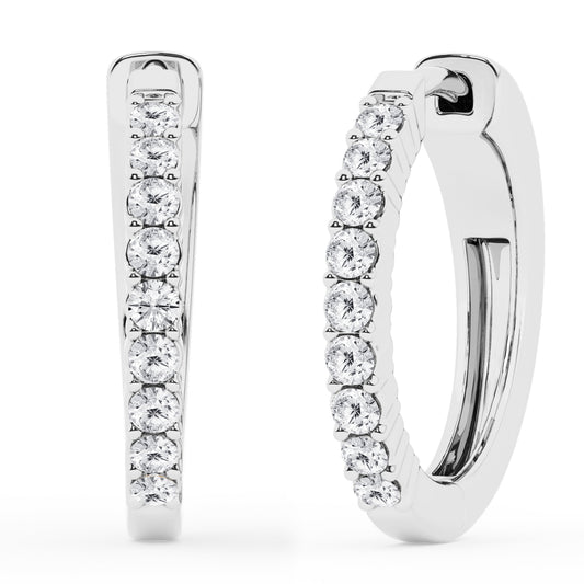 0.50 To 2 Carat Round Lab Grown Diamond Single Row Hoop Earrings In Sterling Silver