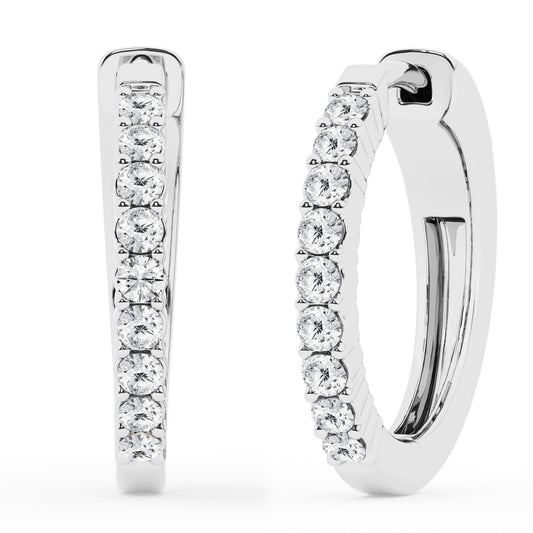 0.50 To 2 Carat Round Lab Grown Diamond Single Row Hoop Earrings In Sterling Silver