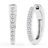 0.50 To 2 Carat Round Lab Grown Diamond Single Row Hoop Earrings In Sterling Silver