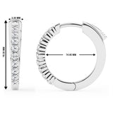 0.50 To 2 Carat Round Lab Grown Diamond Single Row Hoop Earrings In Sterling Silver