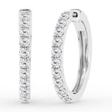 0.50 To 2 Carat Round Lab Grown Diamond Single Row Hoop Earrings In Sterling Silver