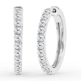 0.50 To 2 Carat Round Lab Grown Diamond Single Row Hoop Earrings In Sterling Silver