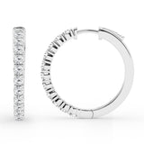 0.50 To 2 Carat Round Lab Grown Diamond Single Row Hoop Earrings In Sterling Silver