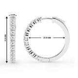 0.50 To 2 Carat Round Lab Grown Diamond Single Row Hoop Earrings In Sterling Silver