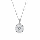 0.50 Carat Lab Grown Round Halo Diamond Pendant Necklace In Sterling Silver