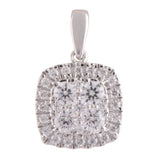 0.50 Carat Lab Grown Round Halo Diamond Pendant Necklace In Sterling Silver