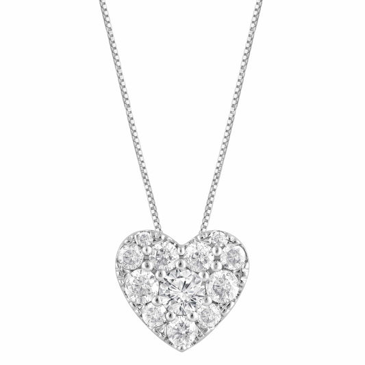 0.50 Carat Lab Grown Diamond Heart Pendant Necklace In Sterling Silver