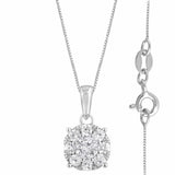 0.50 Carat Lab Grown Round Cluster Diamond Pendant Sterling Silver Necklace