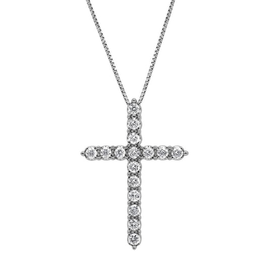 0.50 Carat Sterling Silver Lab Grown Diamond Cross Pendant Necklace