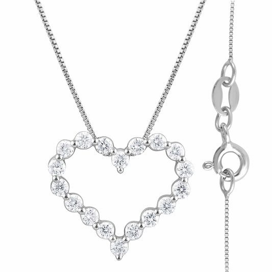 0.25 Carat Heart Lab Diamond Pendant Necklace In Sterling Silver