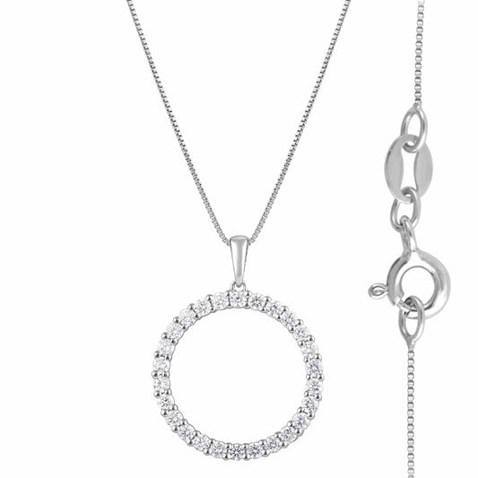0.33 Carat Lab Grown Circle Of Life Diamond Pendant Necklace In Sterling Silver