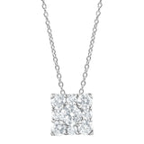 1 Carat Lab Grown Square Cluster Diamond Pendant Necklace In Sterling Silver