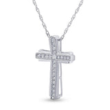 0.25 Carat Sterling Silver Lab Grown Diamond Cross Necklace