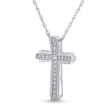 0.25 Carat Sterling Silver Lab Grown Diamond Cross Necklace