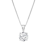 0.75 Carat Lab Grown Round Solitaire Diamond Pendant Necklace In Sterling Silver