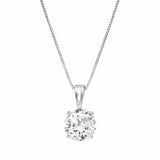 0.75 Carat Lab Grown Round Solitaire Diamond Pendant Necklace In Sterling Silver