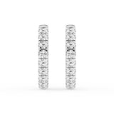 1 Carat Round Lab Grown Diamond Hoop Earrings In Sterling Silver