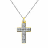 0.75 Carat Lab Grown Diamond Cluster Cross Pendant Necklace In Sterling Silver