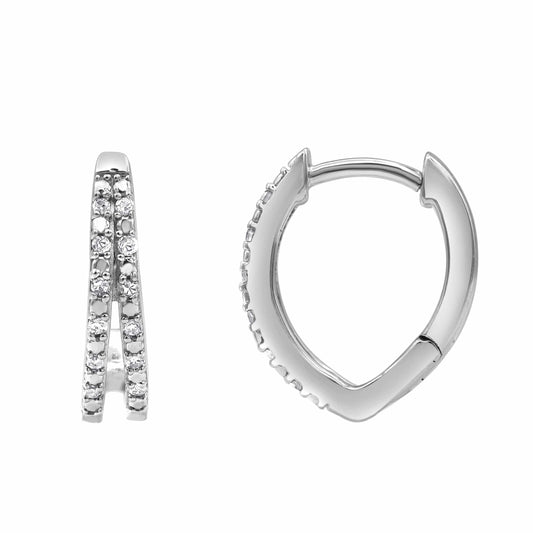 0.10 Carat Lab Grown Double Row Diamond Huggie Hoop Earrings