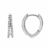 0.10 Carat Lab Grown Double Row Diamond Huggie Hoop Earrings
