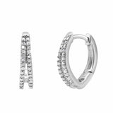 0.10 Carat Lab Grown Double Row Diamond Huggie Hoop Earrings
