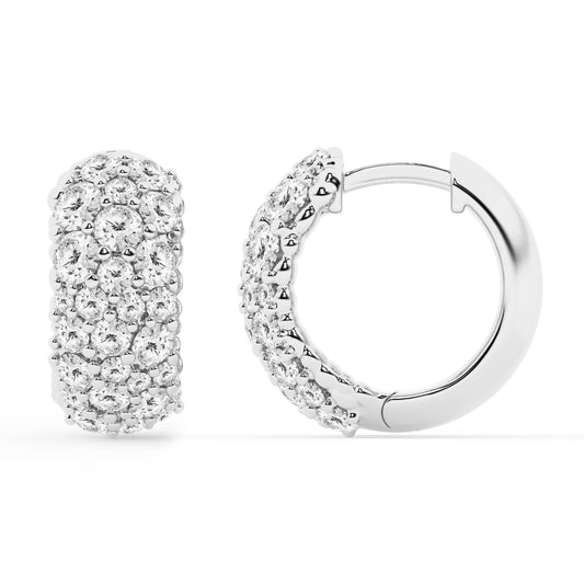 2 Carat Round Lab Cluster Diamond Hoop Earrings In Sterling Silver