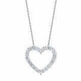 1 Carat Lab Grown Sterling Silver Diamond Heart Pendant Necklace