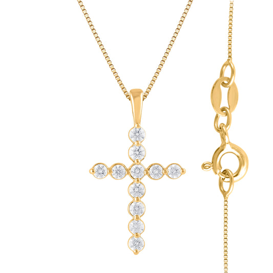 0.25 Carat Lab Grown Diamond Cross Pendant Necklace