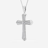 1 Carat Sterling Silver Lab Grown Cross Diamond Pendant Necklace