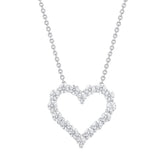 2 Carat Round Lab Grown Diamond Heart Pendant Necklace In Sterling Silver