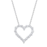2 Carat Round Lab Grown Diamond Heart Pendant Necklace In Sterling Silver