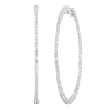 0.75 Carat Lab Grown Diamond Hinged Hoop Sterling Silver Earrings