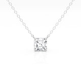 1 Carat Lab Grown Princess Diamond Pendant Necklace In Sterling Silver