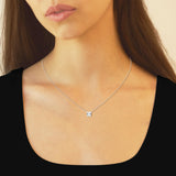 1 Carat Lab Grown Princess Diamond Pendant Necklace In Sterling Silver