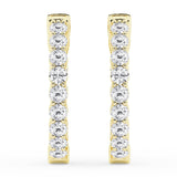 1 Carat Lab Grown Inside Out Diamond Hoop Earrings In Yellow Gold Plated Sterling Silver