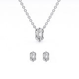 0.50 Carat Lab Grown Emerald Cut Diamond Necklace Set In Sterling Silver