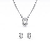 0.50 Carat Lab Grown Emerald Cut Diamond Necklace Set In Sterling Silver