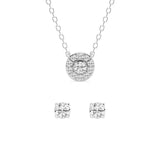 0.33 Carat Lab Grown Round Diamond Halo Necklace Set