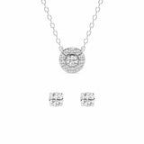 0.33 Carat Lab Grown Round Diamond Halo Necklace Set