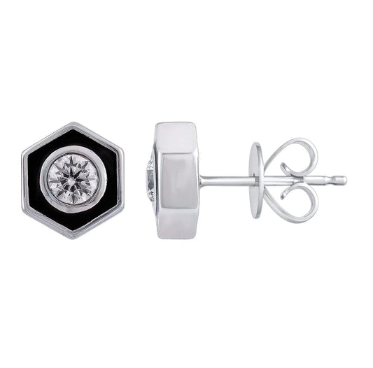 0.50 Carat Hexagon Lab Diamond Stud Earrings