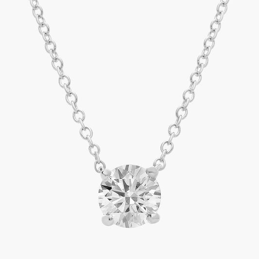 0.50 And 1 Carat Round Lab Solitaire Diamond Pendant Necklace In Sterling Silver