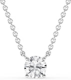 0.50 And 1 Carat Round Lab Grown Solitaire Diamond Pendant Necklace In Sterling Silver