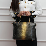 Liora Two Tone Croc Effect Tote Bag Set